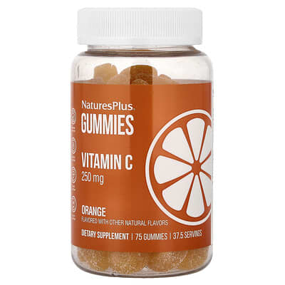 NaturesPlus, Vitamin C Gummies, Orange Flavor, 75 Gummies (125 mg Each Gummy)