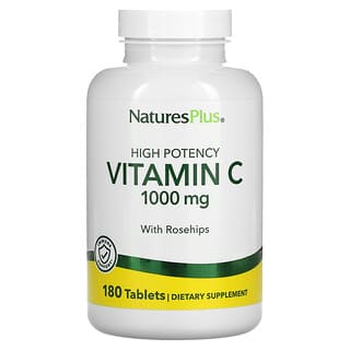 NaturesPlus, High Potency Vitamin C With Rosehips , 1,000 mg, 180 Tablets