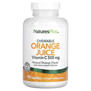 NaturesPlus, Suco de Laranja Mastigável, Vitamina C, Laranja Natural, 500 mg, 90 Comprimidos