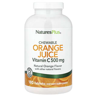 NaturesPlus, Jugo de naranja masticable, vitamina C, naranja natural, 180 tabletas