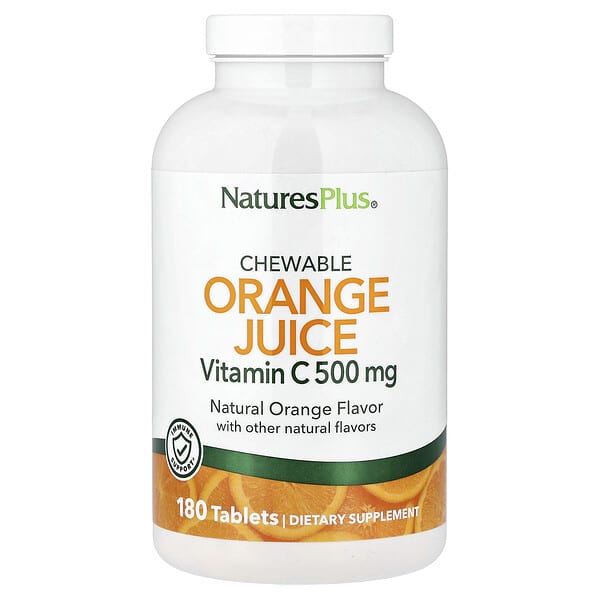Chewable Orange Juice, Vitamin C, Natural Orange, 180 Tablets