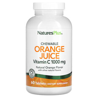 NaturesPlus, Suco de Laranja Mastigável, Vitamina C, Laranja Natural, 1.000 mg, 60 Comprimidos