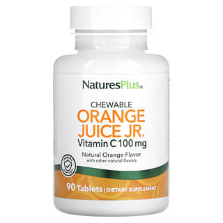 NaturesPlus, Suco de Laranja para Mastigar Jr, Vitamina C, Laranja Natural, 100 mg, 90 Comprimidos