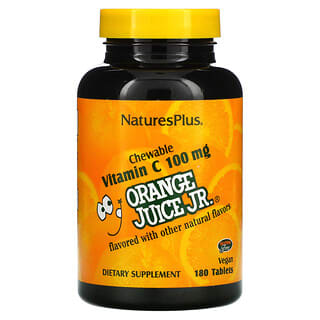 NaturesPlus, Orange Juice Jr., Suplemento de Vitamina C, 100 mg, 180 Tabletas