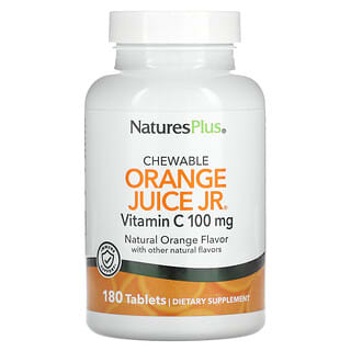 NaturesPlus‏, "מיץ תפוזים Jr ללעיסה עם ויטמין C, תפוז טבעי, 100 מ""ג, 180 טבליות"