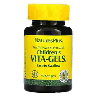 NaturesPlus, Vita-géis para crianças, Suplemento Multivitamínico, Laranja Natural, 90 Cápsulas Softgel