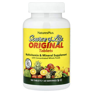 NaturesPlus, Bron van Leven, Originele Tabletten, Multivitamine & Mineralensupplement, 180 Tabletten