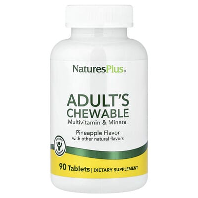NaturesPlus, Chewable Multivitamins and Minerals for Adults, Pineapple Flavor, 90 Tablets