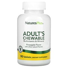 NaturesPlus, Kaubares Multivitamin und Mineralien für Erwachsene, Natürlicher Ananasgeschmack, 90 Tabletten