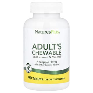 NaturesPlus, Multivitamínico e Multimineral Mastigável para Adultos, Sabor Natural de Abacaxi, 90 Comprimidos