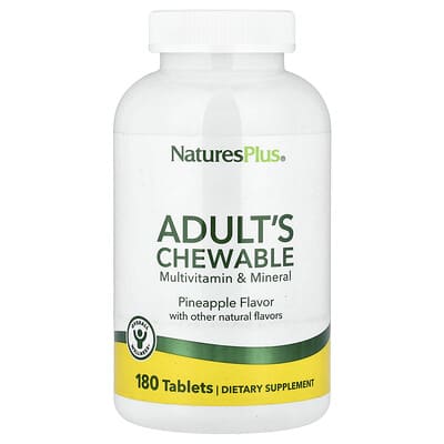 NaturesPlus, Chewable Multivitamins and Minerals for Adults, Pineapple Flavor, 180 Tablets