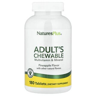 NaturesPlus, Žvýkací multivitamín a minerál pro dospělé, ananas, 180 tablet