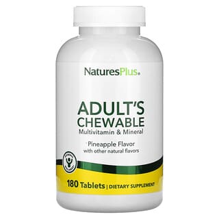NaturesPlus, 成年人多維生素和礦物質咀嚼片，鳳梨味，180片