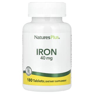 NaturesPlus, Fer, 40 mg, 180 comprimés (20 mg par comprimé)