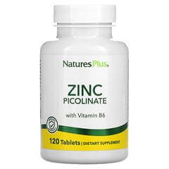 NaturesPlus, Zinc Picolinate w/B-6, Zinkpicolinat mit Vitamin B6, 120 Tabletten