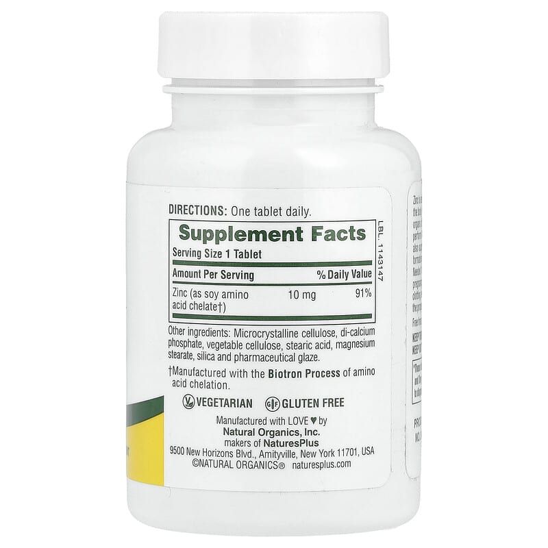 Cinc, 10 mg, 90 Tabletas