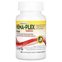 NaturesPlus, Hema-Plex, Iron with Essential Nutrients for Healthy Red Blood Cells , 60 Slow-Release Tablets
