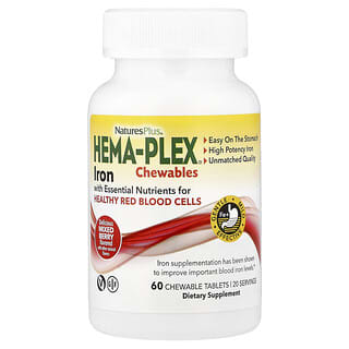 NaturesPlus, Hema-Plex Iron Chewables, Mixed Berry, 60 Chewable Tablets
