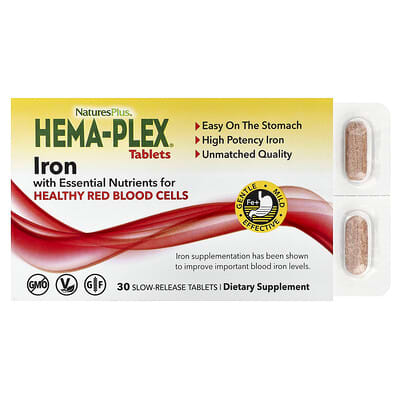 NaturesPlus, Hema-Plex® Iron, 30 Extended-Release Tablets