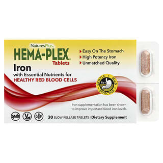 NaturesPlus, Hema-Plex, Iron, 30 Slow-Release Tablets