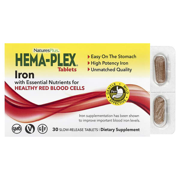NaturesPlus, Hema-Plex® Iron, 30 Slow-Release Tablets