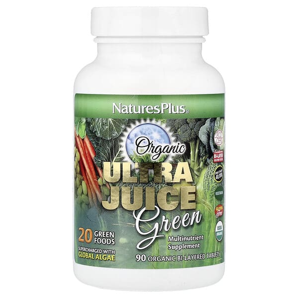 NaturesPlus Organic Ultra Juice Green, 90 Organic Bi-Layered Tablets