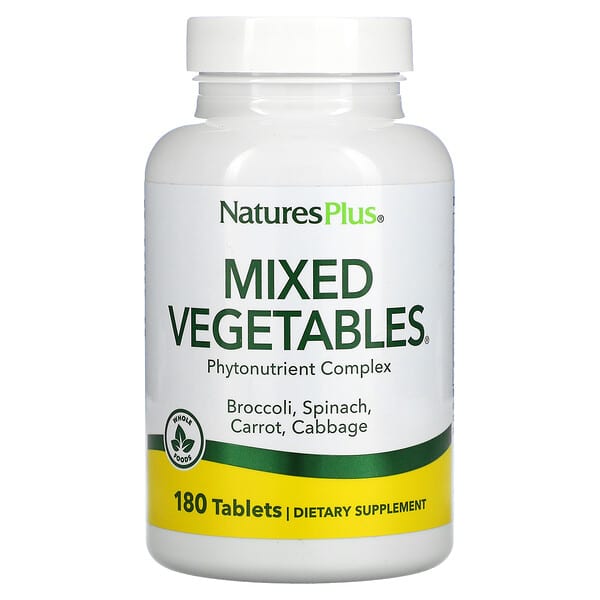 NaturesPlus, Mixed Vegetables (Vetegales Mixtos), 180 Tabletas