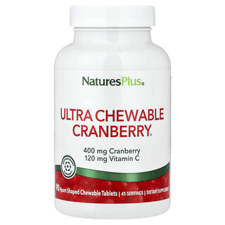 NaturesPlus, Ultra Chewable Cranberry®, 90 hartvormige kauwtabletten