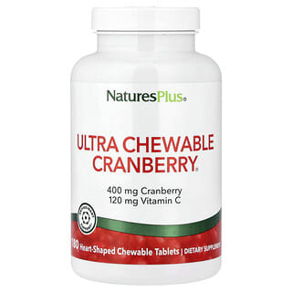 NaturesPlus, Ultra Chewable Cranberry®, 180 sydämenmuotoista purutablettia