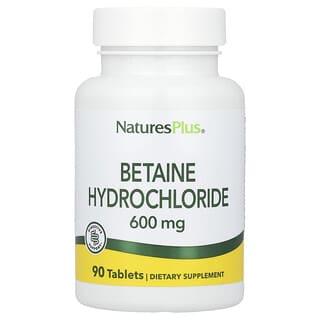 NaturesPlus, Бетаин гидрохлорид (Betaine Hydrochloride), 600 мг, 90 таблеток