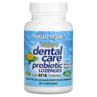 NaturesPlus, Probiótico de Cuidados com a Dentição para Adultos, Sabor Natural de Hortelã-Pimenta, 60 Pastilhas