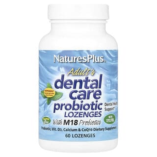 NaturesPlus, Adult's Dental Care Probiotic Lozenges, Peppermint , 60 Lozenges