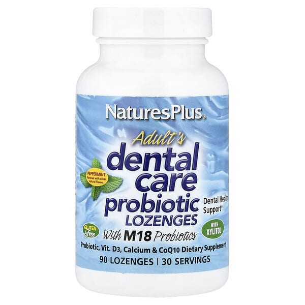 NaturesPlus, Adult's Dental Care Probiotic Lozenges, Peppermint , 60 Lozenges — product photo 1