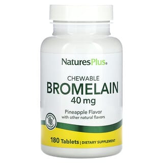 NaturesPlus, Bromelaína Mastigável, Abacaxi, 40 mg, 180 Comprimidos