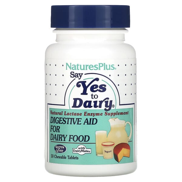 NaturesPlus, Say Yes to Dairy（セ以下の成分を含まないストゥデイリー）、ダイジェスティブエイドフォーデイリーフード、チュアブルタブレット50粒