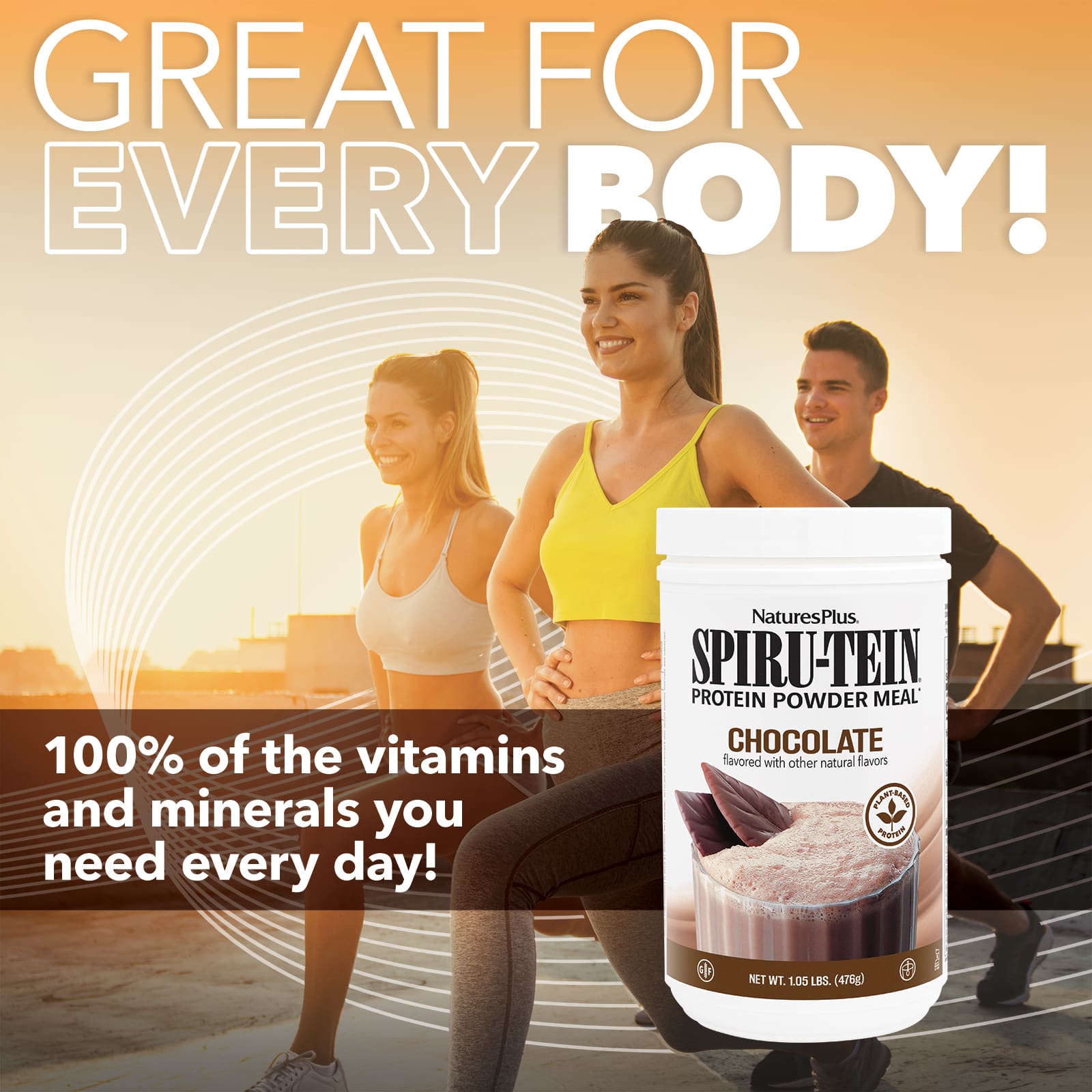 NaturesPlus, SpiruTein, Protein Powder Meal, Chocolate, 1.05 lbs (476 g)