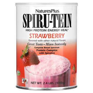 NaturesPlus, Spiru-Tein，高蛋白能量粉，草莓味，2.4 磅（1088 克）