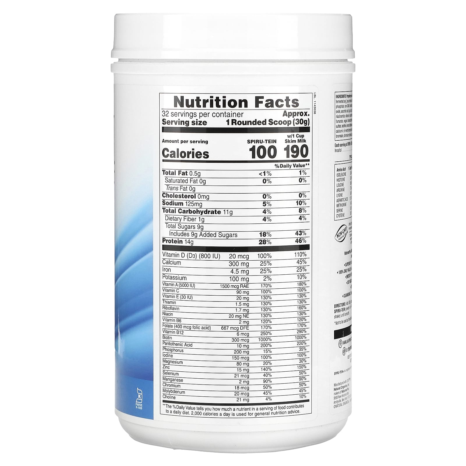 NaturesPlus, SpiruTein, Protein Powder Meal, Vanilla, 2.12 lbs (960 g)