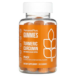 NaturesPlus, Куркумин с имбирем и черным перцем, персик, 60 жевательных таблеток