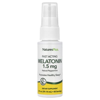 NaturesPlus, Melatonin, Fast Acting, Natural Mint Flavor, 1.5 mg, 2 oz (59.14 ml)