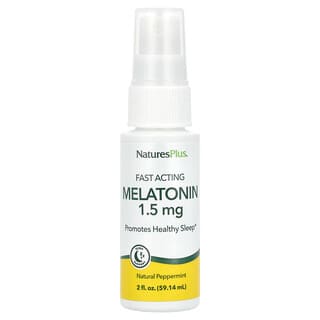 NaturesPlus, Melatonin, Fast Acting, Natural Peppermint, 1.5 mg, 2 fl oz (59.14 ml)