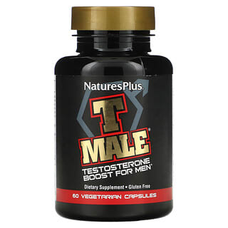 NaturesPlus, T Male, Potenciador de testosterona para hombres, 60 cápsulas vegetarianas