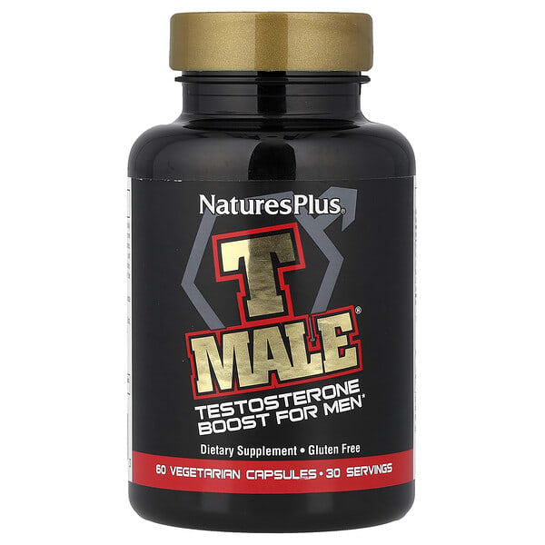 NaturesPlus, T Male, 남성용 테스토스테론 부스트, 베지 캡슐 60정