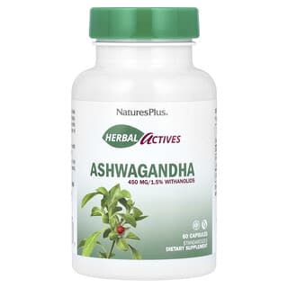 NaturesPlus, Herbal Actives, ашваганда, 450 мг, 60 капсул