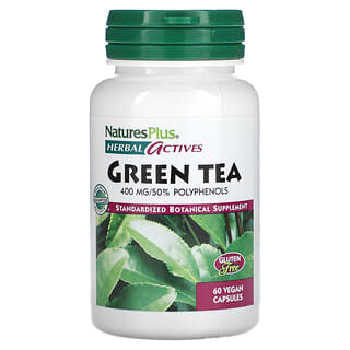 NaturesPlus, Herbal Actives，綠茶，400 毫克，60 粒全素膠囊