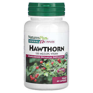 NaturesPlus, Herbal Actives, Hawthorne, 150 mg, 60 cápsulas veganas