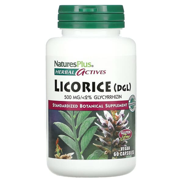 NaturesPlus, Herbal Actives, Licorice (DGL), 500 mg, 60 Vegan Capsules