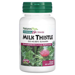 NaturesPlus, Herbal Actives, Milk Thistle, 250 mg, 60 Vegan Capsules