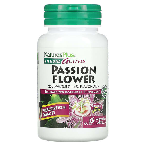 NaturesPlus, Herbal Actives（ハーバルアクティブス）、トケイソウ、250mg、ベジカプセル60粒