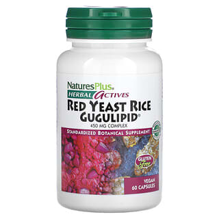 NaturesPlus, Herbal Actives, Red Yeast Rice Gugulipid, 450 mg, 60 Vegan Capsules